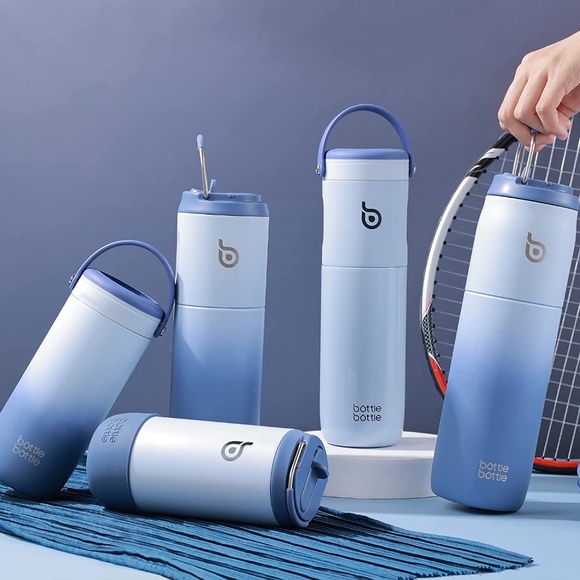BOTTLE BOTTLE Insulated Water Bottle for Sports with Straw,2 lids,18oz 3IN1 BLUE - Picture 6 of 9